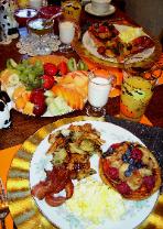  I would like to present to you our gourmet menu for lunch and dinner service. $25.00 per person, and $30.00 per person with unlimited vine. All our food preparation is made from scratch  with organic ingredients.  All our lunch and dinner entrees include: a) hot bread with herbal butter  b) European style salad   c) main dish of your choice  d) homemade organic dessert  e) Ozark water or any soft drink of your choice.