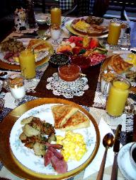 Breakfast includesfresh fruit, juice, coffee from Germany, stuffed French crepes, grilled herbal potatoes, fried ham or bacon, eggs,homemade organic jams and  other European or American specialties.There are no processed foods in my preparations.All of my food is made from scratch using organic ingredients.