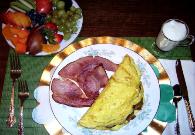 Breakfast includesfresh fruit, juice, coffee from Germany, stuffed French crepes, grilled herbal potatoes, fried ham or bacon, eggs,homemade organic jams and  other European or American specialties.There are no processed foods in my preparations.All of my food is made from scratch using organic ingredients.